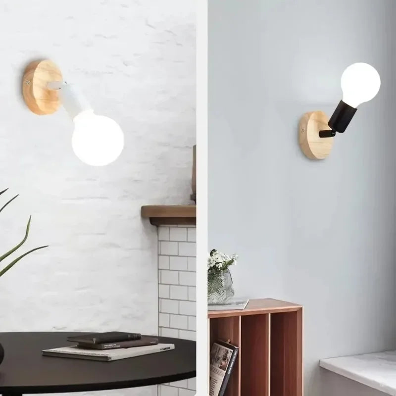 applique murale bois naturel moderne vis fixation noir blanche cuisine chambre coucher étude entree
