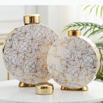 vase moderne élégant marbré couvercle doré multifonction fleur décoration intérieure blanc doré