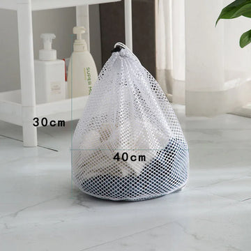 sac linge filet réutilisable blanc beige bleu transparent utilitaire contemporain 50cm 60cm 30cm 40cm