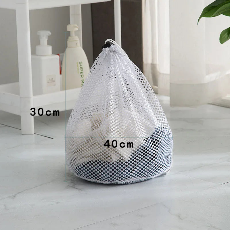 sac linge filet réutilisable blanc beige bleu transparent utilitaire contemporain 50cm 60cm 30cm 40cm