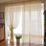 rideau semi transparent géométrique moderne polyester beige clair salon hospitalité