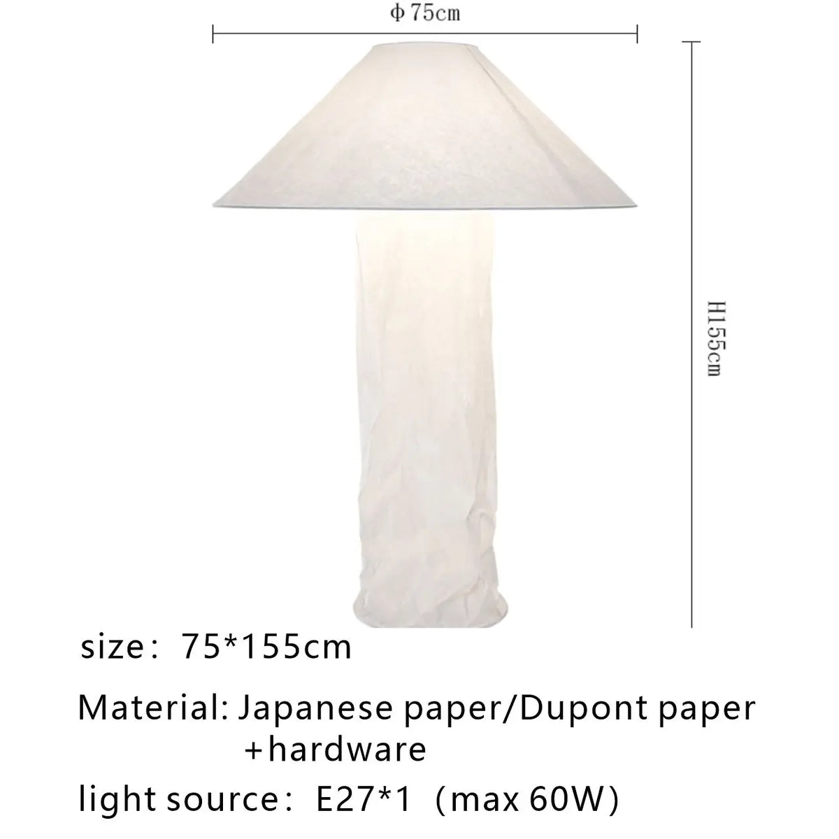 lampe table moderne papier blanc texture froissée 6000k 4000k 3000k