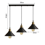 Suspension lumineuse industrielle noir doré mat éclairage Edison E27 salon chambrehôtel