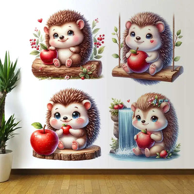 Autocollant mural hérisson mignon en couleur beige pour chambre parentale