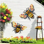 sculpture abeille métal couleur noir jaune artisanal extérieur intérieur motifs floraux papillon