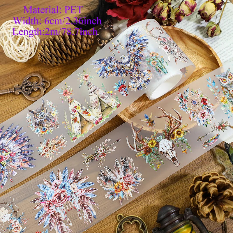 ruban adhésif décoratif motifs fleurs papillons animaux scrapbooking journal intime papeterie