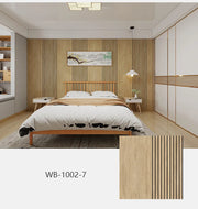 panneau mural décoratif 3d texture bois grainé moderne minimaliste beige clair marron gris chambre