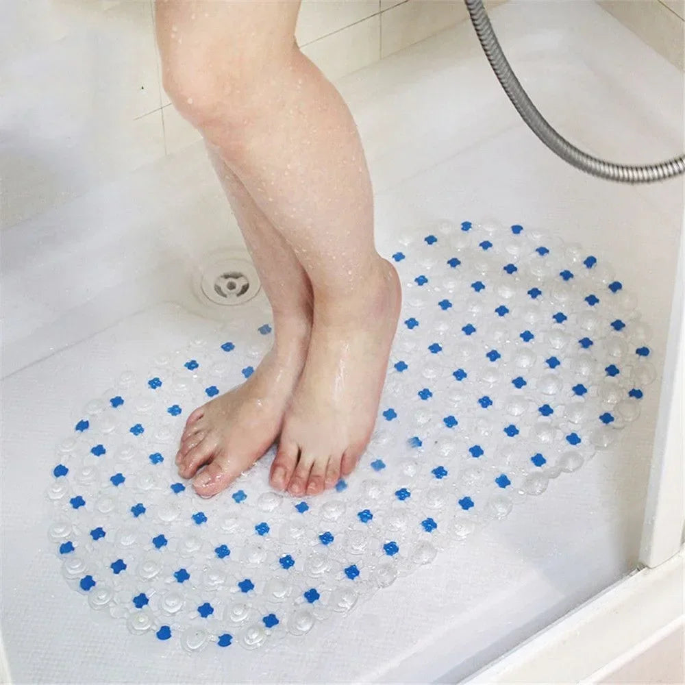 tapis bain anti dérapant transparent relief moderne bleu géométrique salle bain