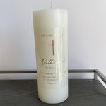 bougies blanc textes imprimés croix dorée classique autocollant sans cadre unique decoration 13cm 8cm