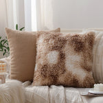 coussin patchwork géométrique beige carrés cercles doux hiver été 45x45cm