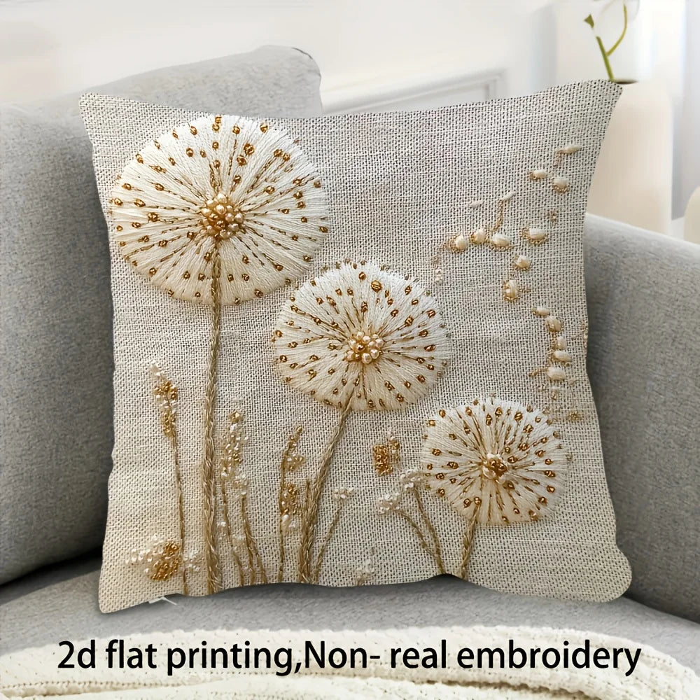 taies d'oreiller décoratives imprimées floral motifs fleurs oiseaux polyester vert clair blanc zip 45x45cm