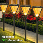 lampe solaire décorative triangle noir effet flamme moderne extérieure autoinstallation led ip65