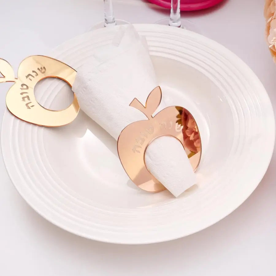 porte serviettes pomme or rose argenté miroir moderne décoration table événement cadeau festive