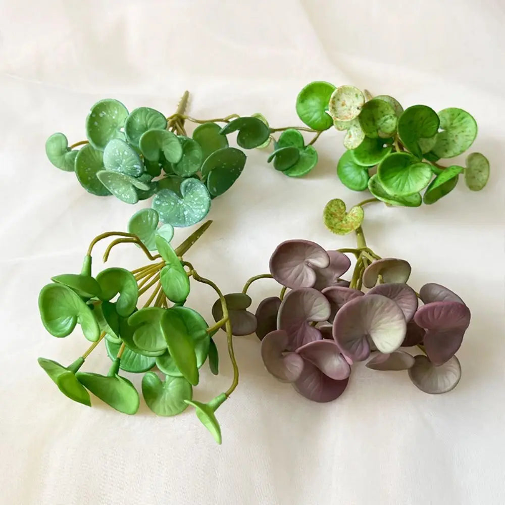 plantes artificielles vert violet feuilles rondes moderne minimalisteintérieur exposition pot sans fixation
