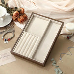 boîtes bijoux bois marron velours beige moderne grande capacité rangement exposant minimaliste