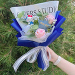 bouquet fleurs artificielles rose blanches hello kitty coeurs romantique décoration intérieur anniversaire mariage