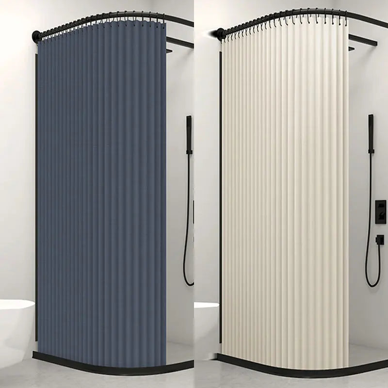 cabine douche pliante rideau polyester tufté beige gris bleu marine rayures verticales moderne tringle