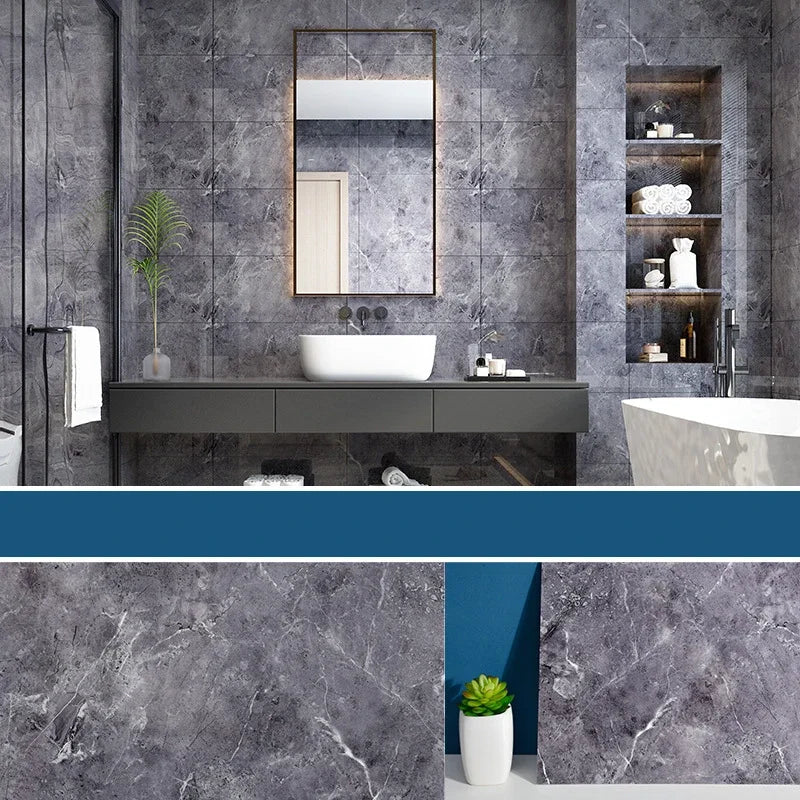 panneaux decoratifs murals marbre gris blanc adhésifs imperméables anti moisissures modernes resistant humidité respectueux