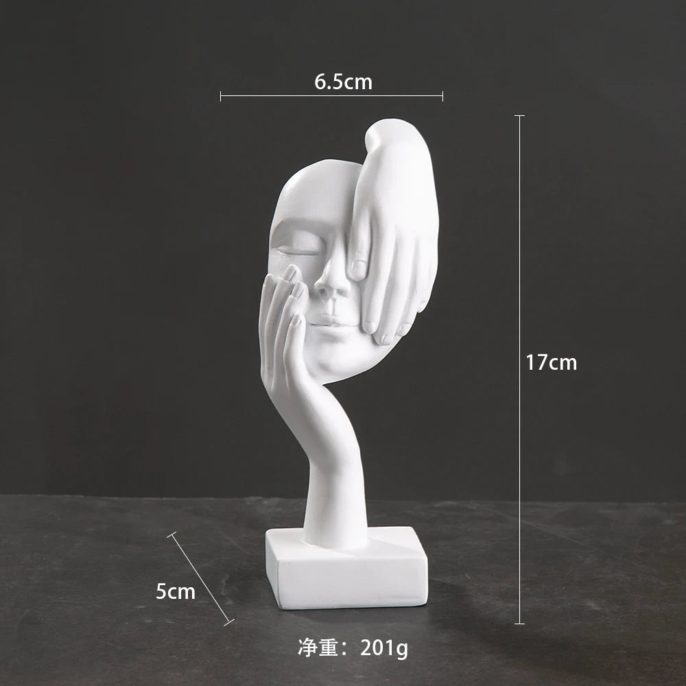 statuettes décoratives visage humain noir blanc doré modernes minimalistes abstraites contemporaines base carrée livres