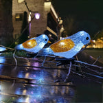 guirlande oiseaux bleu doré lumineuse clips solaire usb led jardin festive