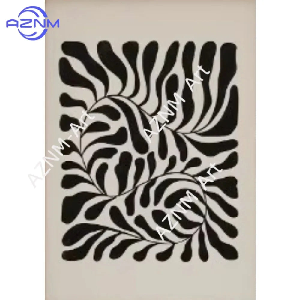 affiches art minimalistes feuilles stylisées abstraction blanche noire décoration salon moderne