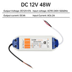 transformateur led 12v alimentation 18w 28w 48w blanc bleu adhésif câbles noirs blancs moderne