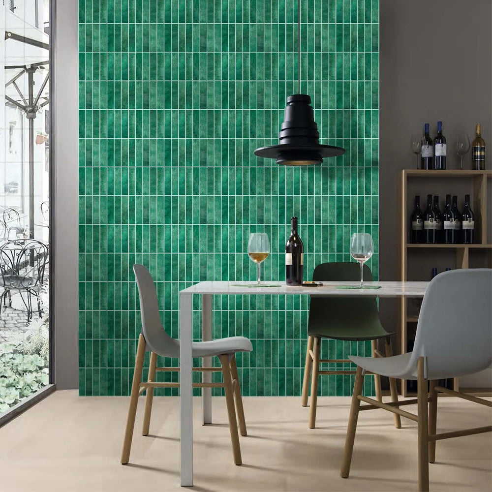 panneau mural autocollant moderne vert texture 3d imperméable résistant humidité antimoisissure isolation thermique étudié