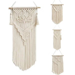 décoration murale macramé géométrique bohème franges suspendu tige bois ethnique artisanal triangles losanges