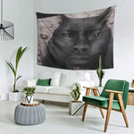 tapisserie moderne visage chat noir fond blanc personnalisée salon chambre entrée