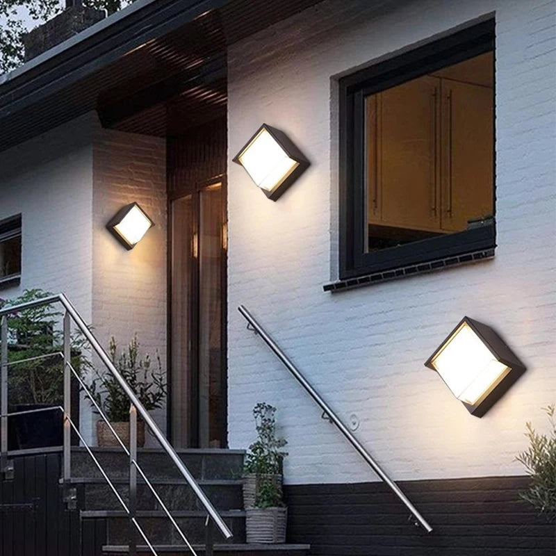 lampes murales extérieures modernes led ip65 étanches noir blanc minimaliste