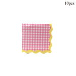 serviettes papier festives carreaux fruits pommes poires anniversaire mariage printemps orange rose