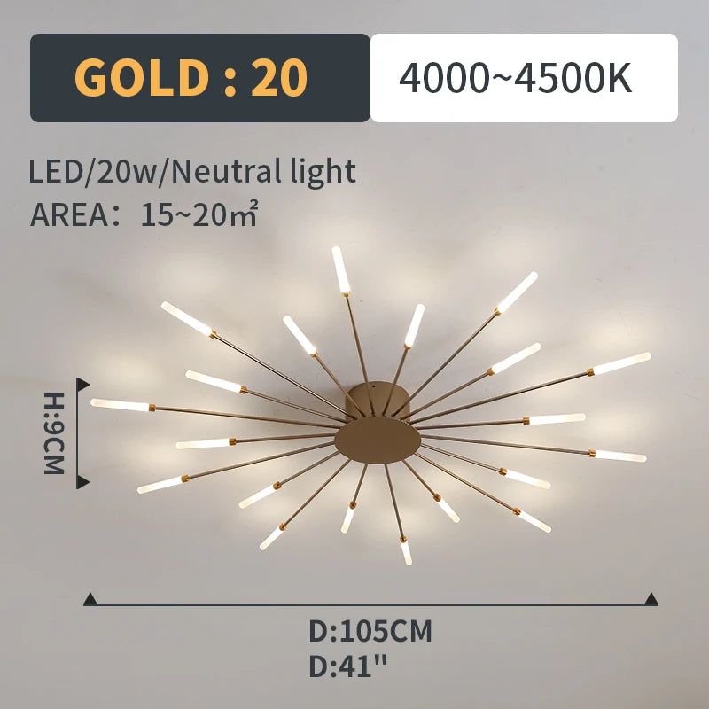 plafonnier moderne led or noir lumineux éclairage intérieur chambre salon enfants