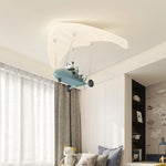 lampe enfants panda avion nuages bleu blanc moderne chambre LED pendentif