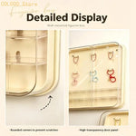 boîte figurines murale transparente moderne beige clair rangées crochets adhésif plastique abs