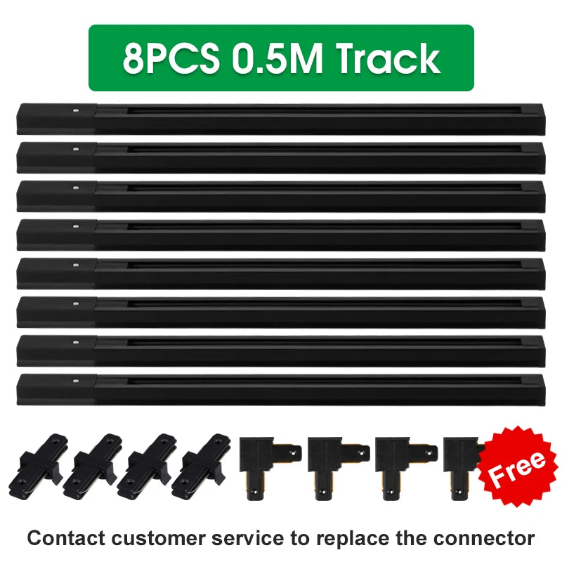 rails lumière led moderne noirs 1m 05m connecteurs droit boîte
