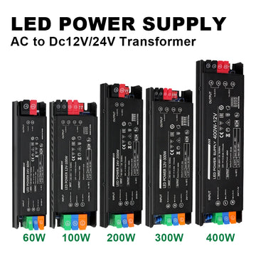 transformateur alimentation led 12v 24v 60w 100w 200w 300w 400w noir clips moderne