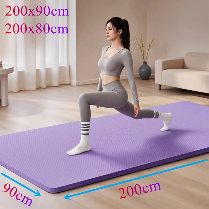 tapis yoga 200x90cm noir violet rose vert rayures antislip épais 10mm débutant moderne confortable