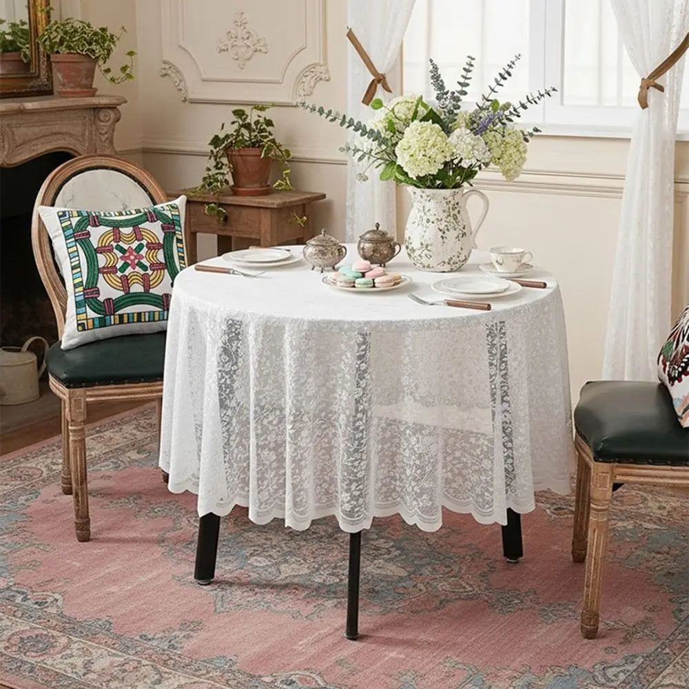 nappe table dentelle blanche fleur classique réception mariage pâques opacité réutilisable festive
