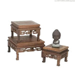 support décoratif bois sculpté marron classique traditionnel sans fixation pot thé holder