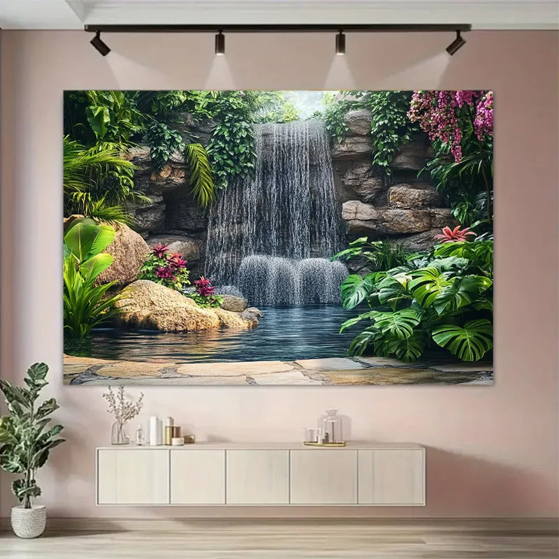 toile d'art multicolore cascade naturelle réaliste décoration mur opaque anniversaire mariage saint valentin nouvel