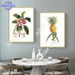 affiche botanique classique plantes tropicales illustration verte jaune blanche sans cadre doré maison décoration
