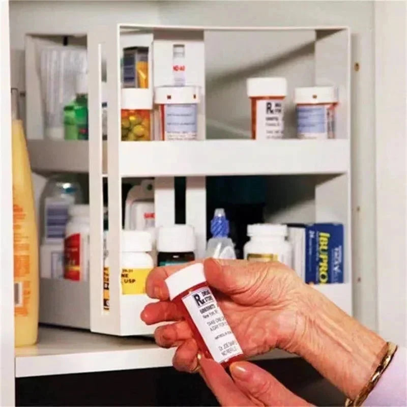 étagère épices rotative blanche moderne niveaux réutilisable fixations adhésives condiments médicaments kitchen organizers