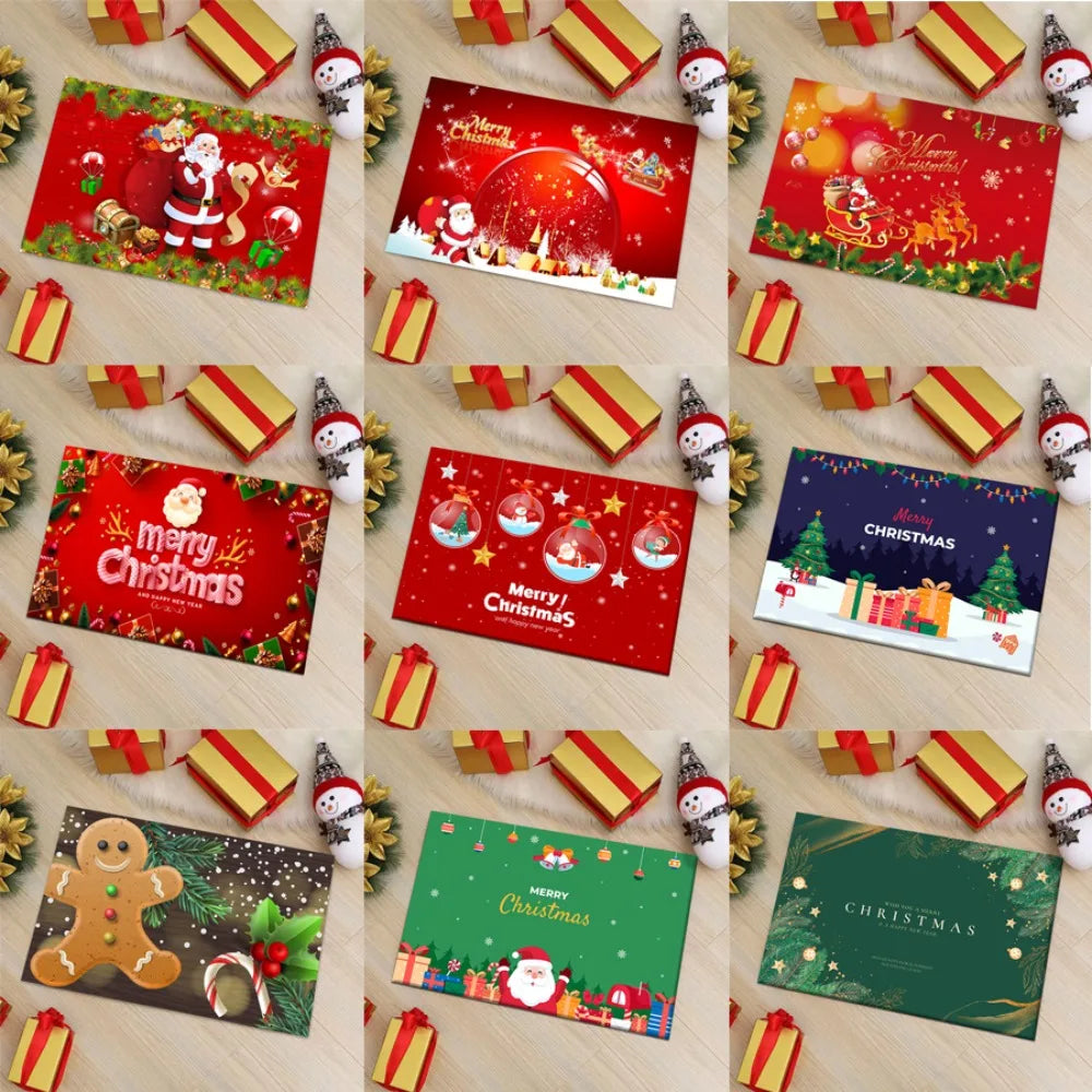 tapis noël rouge vert marron santaclaus rennes boules sapins cadeaux flocons étoiles merrychristmas