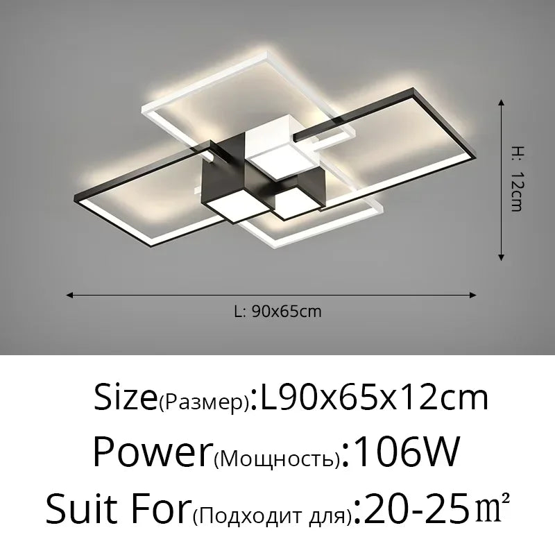 plafonnier led carré moderne minimaliste noir blanc géométrique chambre décoration maison