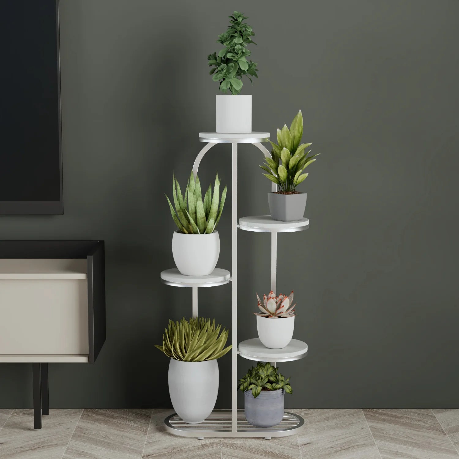 Décoration végétale avec étagère à plantes en métal
