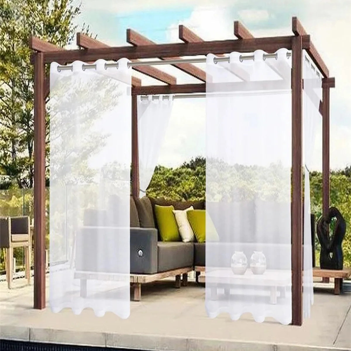 rideau extérieur moderne polyester translucide balcon pergola contemporain restaurant 132x183cm 1pc