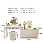meuble coiffeuse bois blanc moderne tiroirs miroir tabouret lampe maquillage chambre