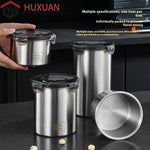 boîtes hermétiques acier inoxydable coffrets alimentaires épices grains couvercle transparent moderne minimaliste