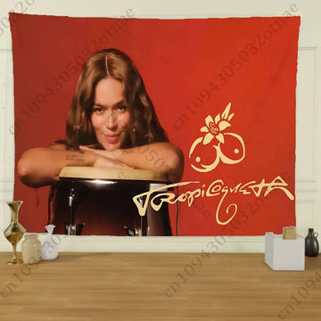 tapis rouge moderne motif logo doré fruits décoration murale salon artistique tissu polyester décoratif