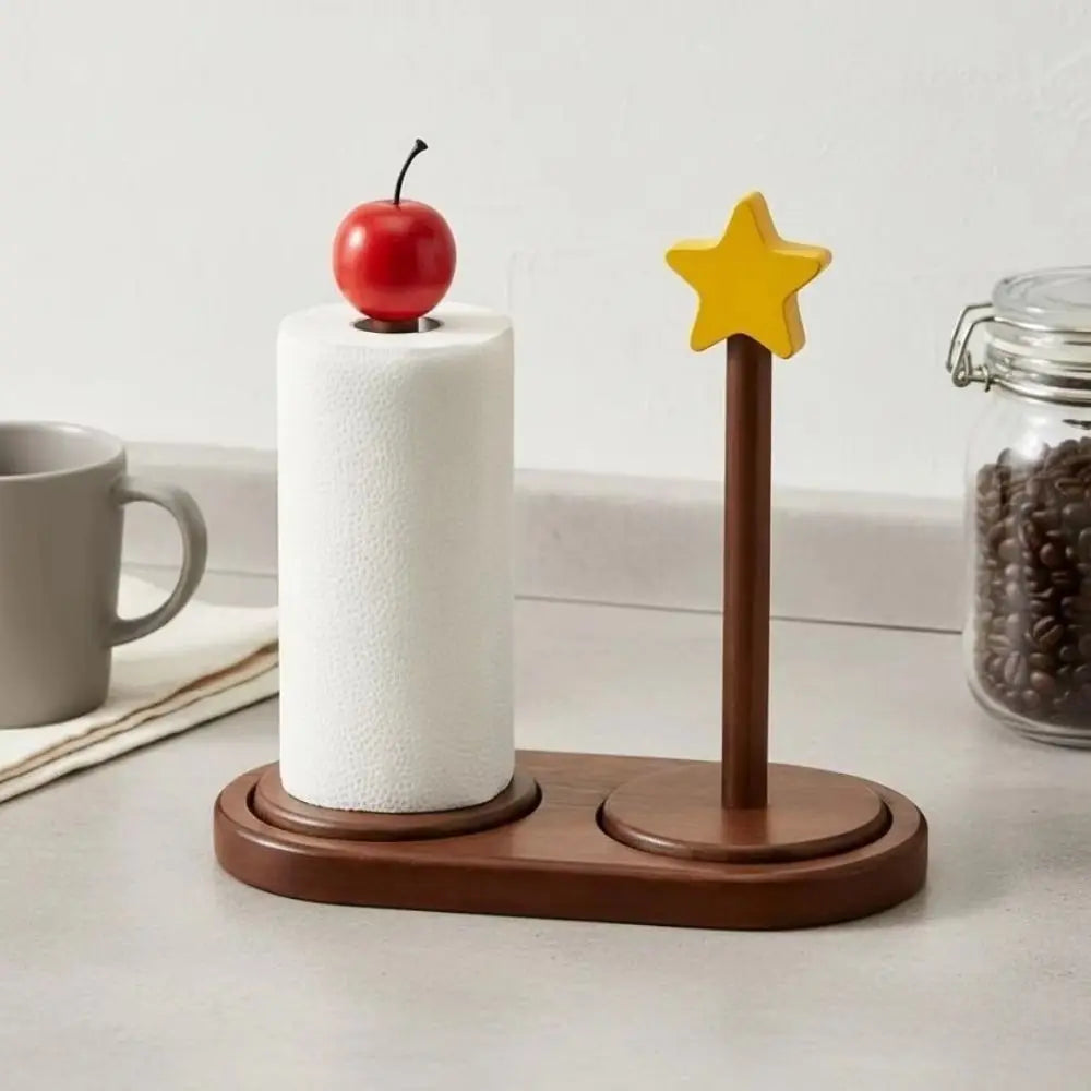 porte rouleau papier bois marron rouge jaune blanc rustique decoratif multiple utilisations salle bain